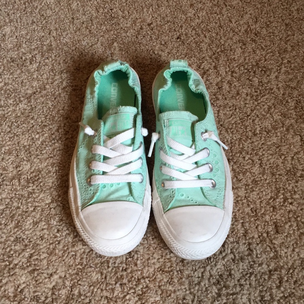 Mint green Converse lace shoes